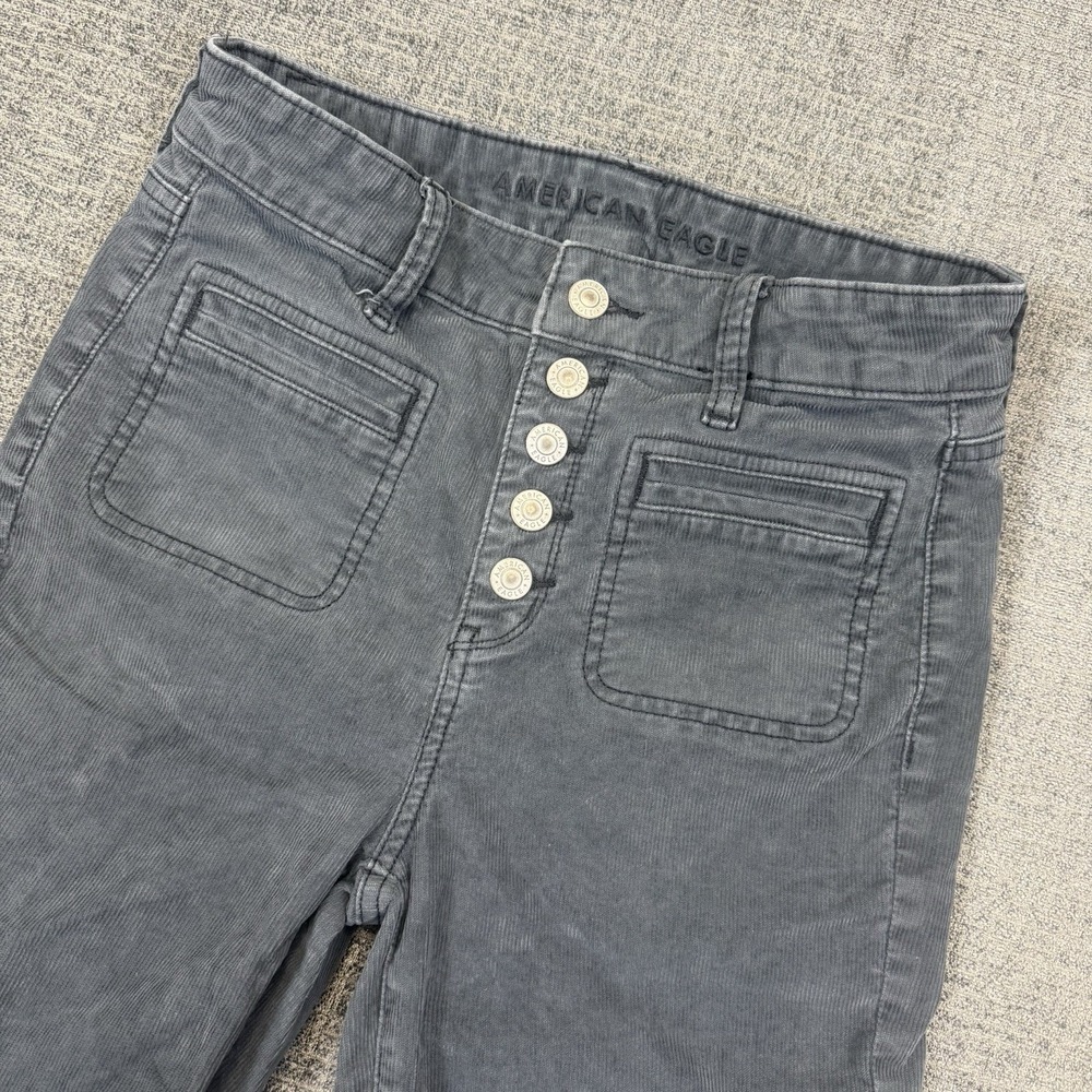 American Eagle Pants Womens Sz 2 (27x31) Button Fly High Rise Flare Corduroy Y2K